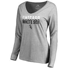 Chicago White Sox Women's Fade Out V-Neck Long Sleeve T-Shirt - Ash