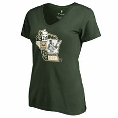 Giannis Antetokounmpo Milwaukee Bucks Women's Player State V-Neck T-Shirt - Hunter Green sale