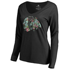 Chicago Blackhawks Women's Lovely Long Sleeve V-Neck T-Shirt