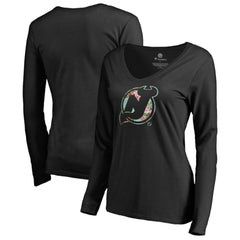 New Jersey Devils Women's Lovely Long Sleeve V-Neck T-Shirt