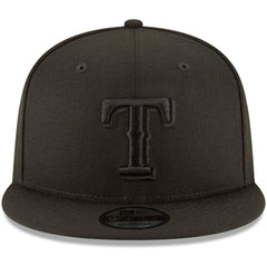 Texas Rangers Black on Black 9FIFTY Team Snapback Adjustable Hat - Black | New Era