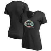 Cincinnati Reds Women's Lovely V-Neck T-Shirt - Black