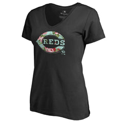 Cincinnati Reds Women's Lovely V-Neck T-Shirt - Black