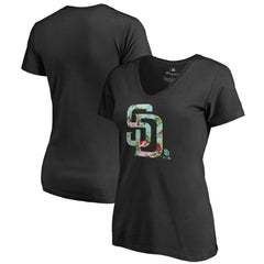 San Diego Padres Women's Lovely V-Neck T-Shirt - Black