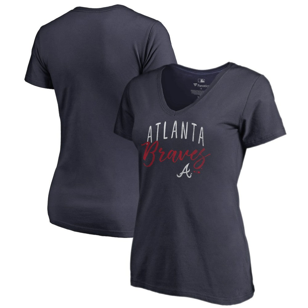 Atlanta Braves Women's Graceful V-Neck T-Shirt - Navy