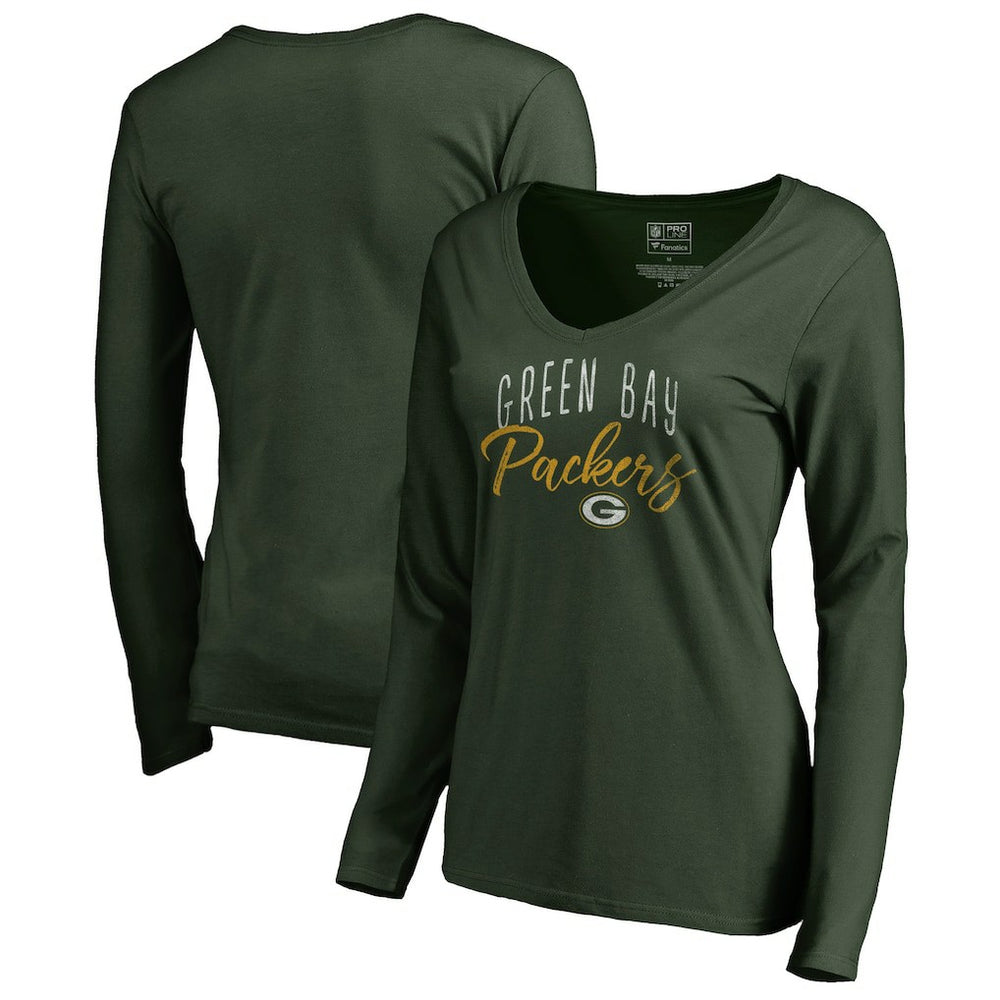 NFL Green Bay Packers Women's Graceful Long Sleeve V-Neck T-Shirt
