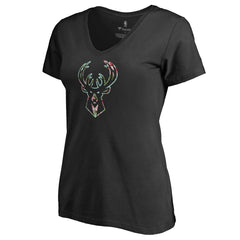Milwaukee Bucks Lovely V-Neck T-Shirt - Black discount