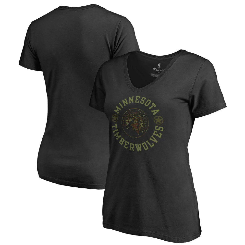 Minnesota Timberwolves Women's Liberty V-Neck T-Shirt - Black cheap