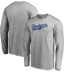 Los Angeles Dodgers Team Wordmark Long Sleeve T-Shirt - Heathered Gray