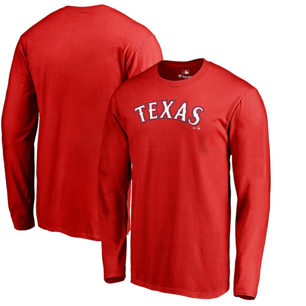 Texas Rangers Team Wordmark Long Sleeve T-Shirt - Red