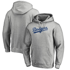 Los Angeles Dodgers Official Wordmark Fitted Pullover Hoodie - Heather Gray