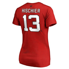 Nico Hischier New Jersey Devils Women's Authentic Stack Name & Number V-Neck T-Shirt