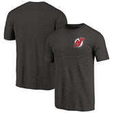 New Jersey Devils Primary Logo Left Chest Distressed Tri-Blend T-Shirt