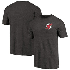 New Jersey Devils Primary Logo Left Chest Distressed Tri-Blend T-Shirt