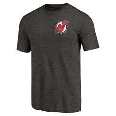 New Jersey Devils Primary Logo Left Chest Distressed Tri-Blend T-Shirt