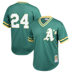 Rickey Henderson Athletics Youth Cooperstown Collection Mesh Batting Practice Jersey - Green | Mitchell & Ness