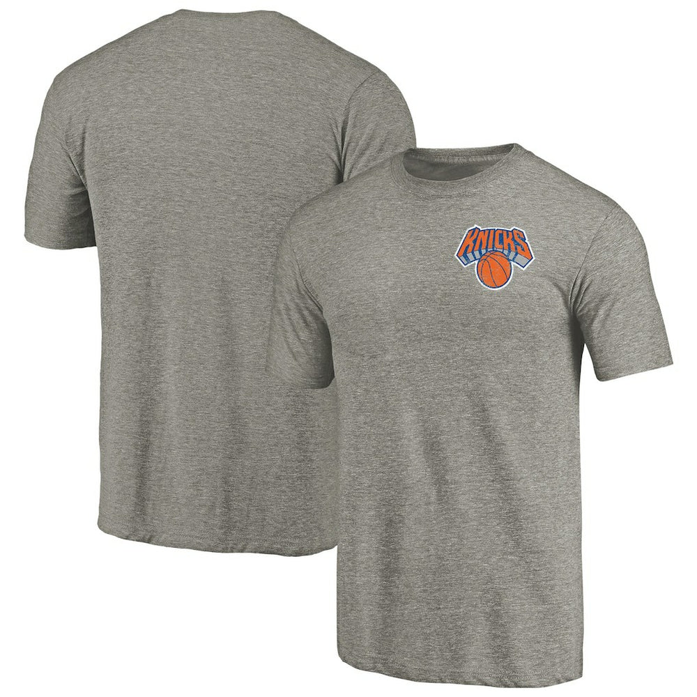 New York Knicks Primary Logo Left Chest Distressed Tri-Blend T-Shirt - Gray shop