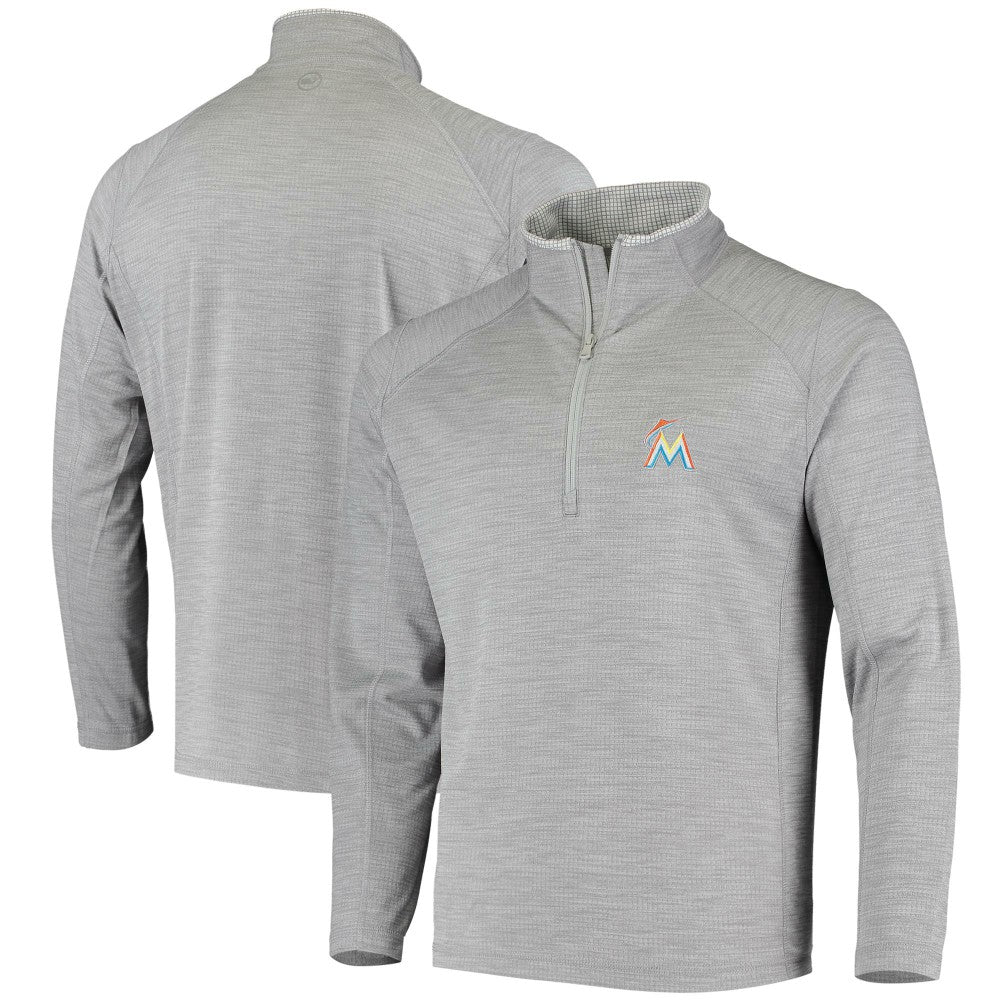 Miami Marlins Vineyard Vines Performance Sankaty Half-Zip Pullover Top - Heather Gray