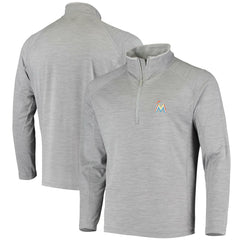 Miami Marlins Vineyard Vines Performance Sankaty Half-Zip Pullover Top - Heather Gray