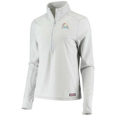 Miami Marlins Vineyard Vines Women's Performance Grid Half-Zip Pullover Top - Gray