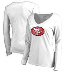 NFL San Francisco 49ers Women's Throwback Logo Long Sleeve V-Neck T-Shirt