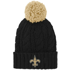 NFL New Orleans Saints Girls Youth Team Cable Cuffed Knit Hat with Pom