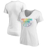 New Orleans Pelicans Women's Team Pride Wordmark V-Neck T-Shirt - White on sale