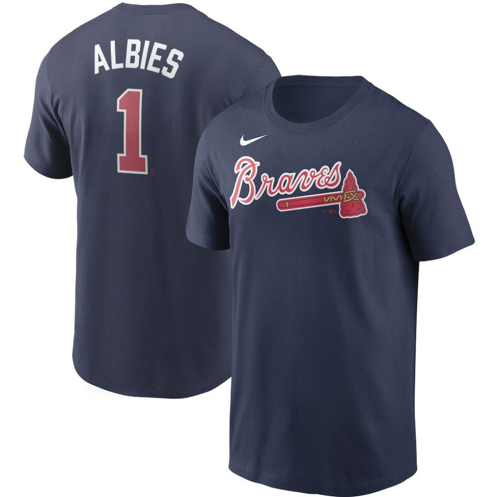Ozzie Albies Atlanta Braves Fuse Name & Number T-Shirt - Navy | Nike