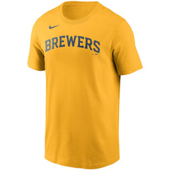 Christian Yelich Milwaukee Brewers Name & Number T-Shirt - Gold | Nike