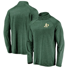 Athletics Iconic Striated Primary Logo Raglan Quarter-Zip Pullover Jacket - Green