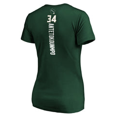 Giannis Antetokounmpo Milwaukee Bucks Women's Playmaker Name & Number V-Neck T-Shirt - Green for sale