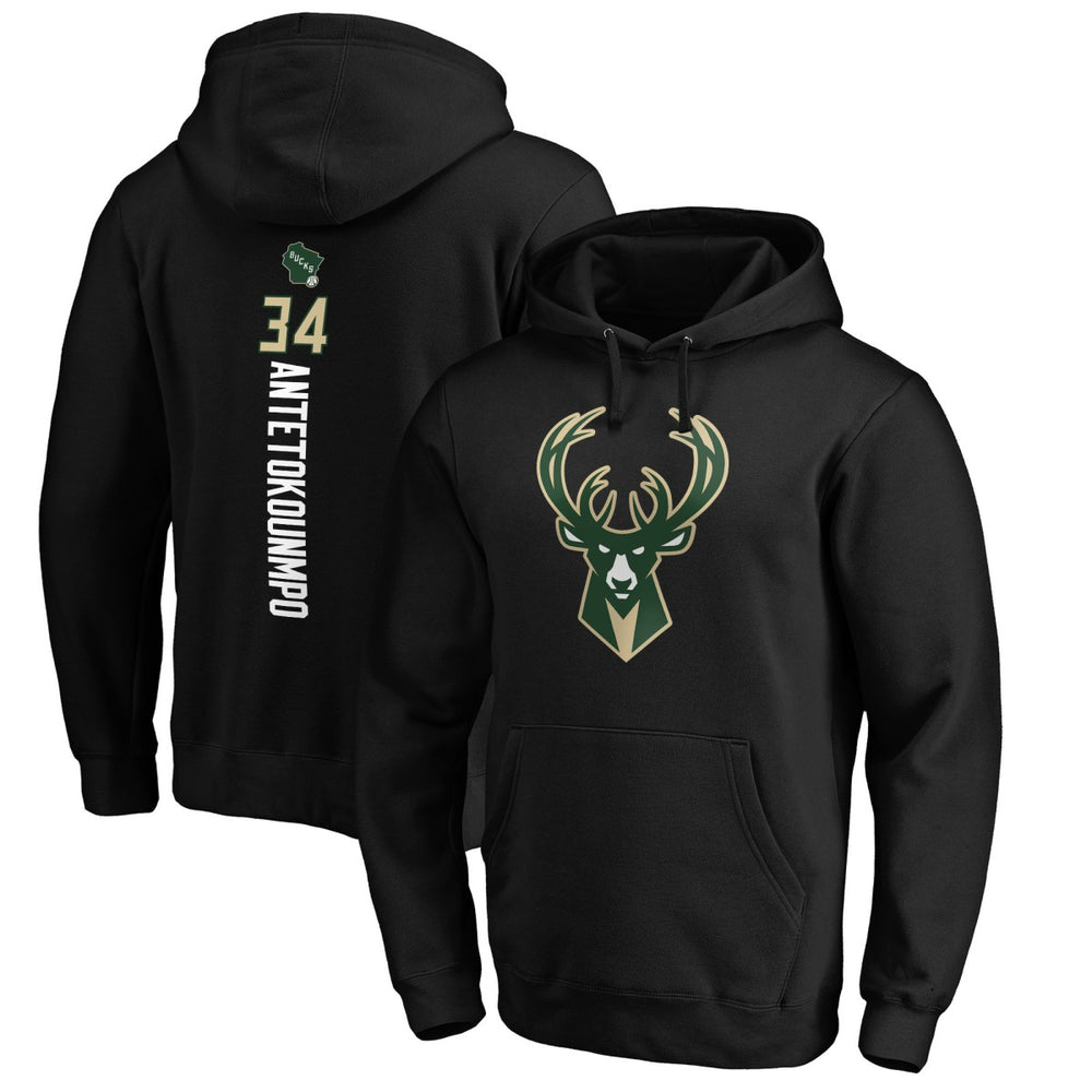 Giannis Antetokounmpo Milwaukee Bucks Playmaker Name & Number Pullover Hoodie - Black discount