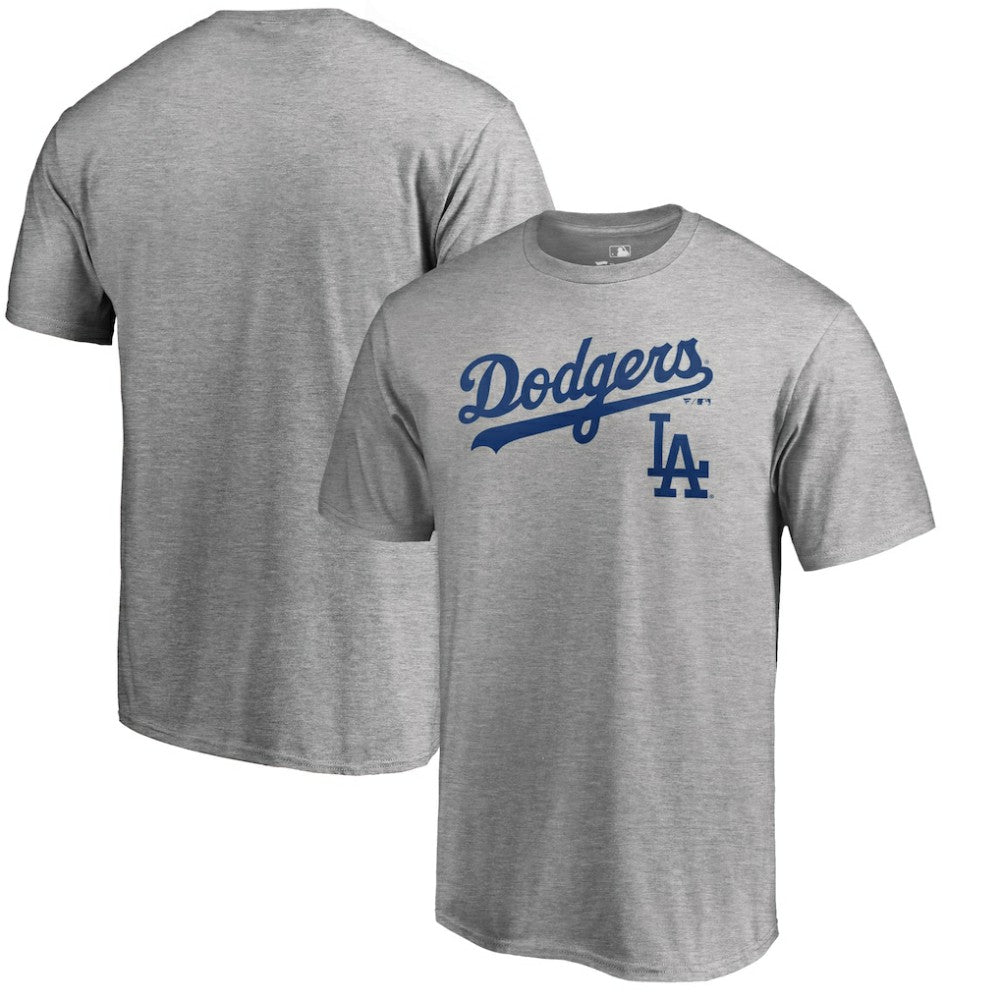 Los Angeles Dodgers Team Lockup T-Shirt - Heathered Gray