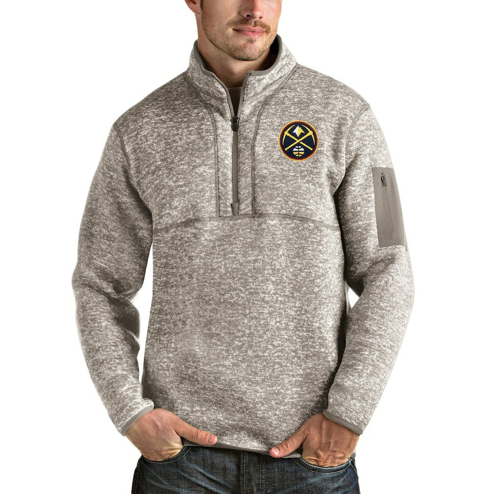 Denver Nuggets Antigua Fortune Quarter-Zip Pullover Jacket sale - Natural outlet