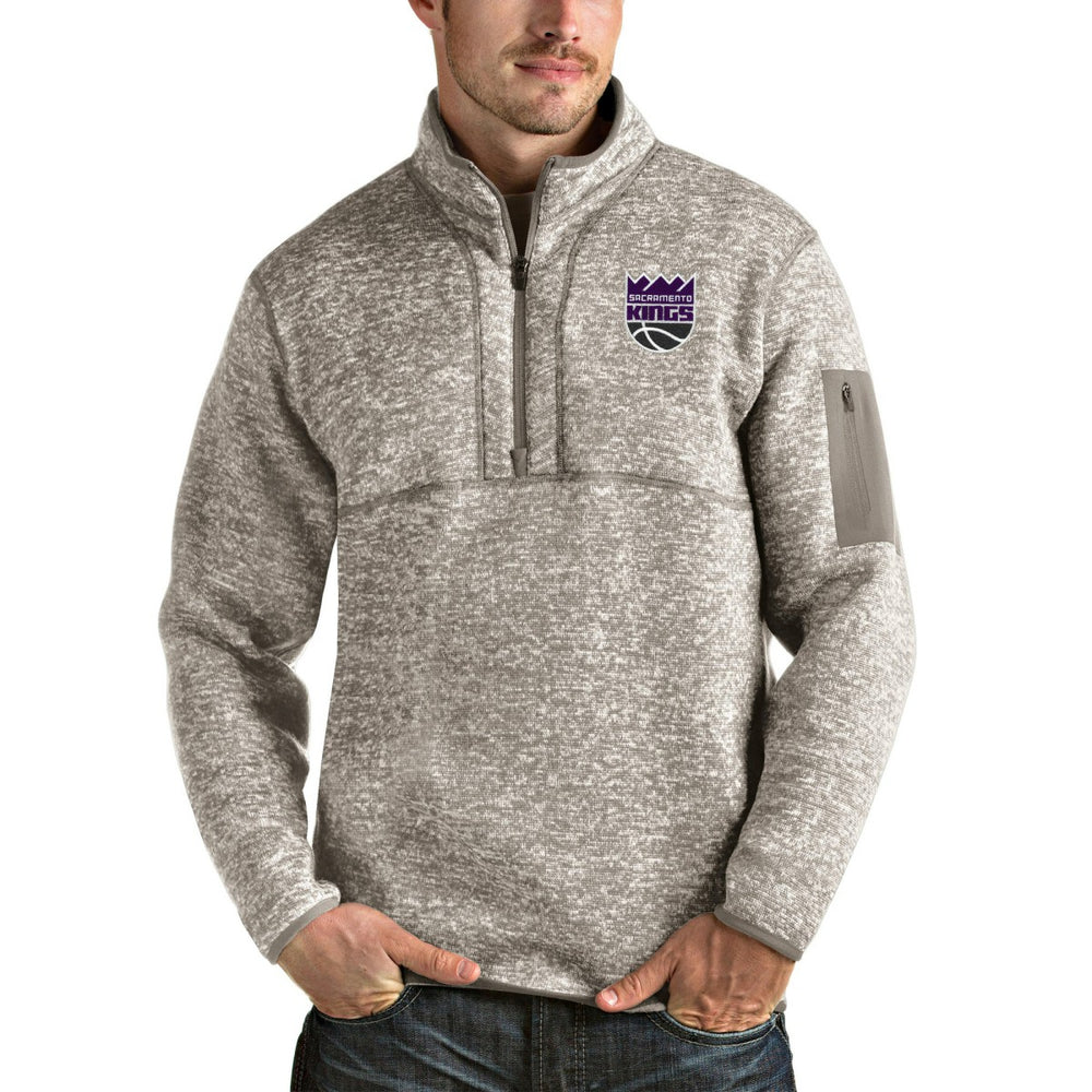 Sacramento Kings Antigua Fortune Quarter-Zip Pullover Jacket - Natural for sale
