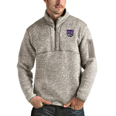 Sacramento Kings Antigua Fortune Quarter-Zip Pullover Jacket - Natural for sale