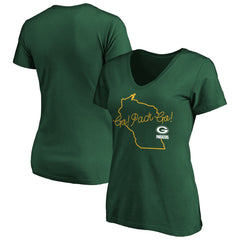 NFL Green Bay Packers Women's Team Iconic Script State V-Neck T-Shirt