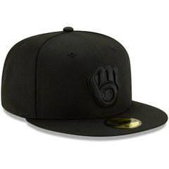Milwaukee Brewers Black on Black 59FIFTY Fitted Hat - Black | New Era