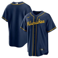 Milwaukee Brewers Alternate Replica Team Jersey - Navy | Nike