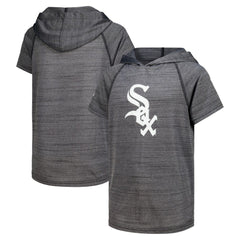 Chicago White Sox Stitches Youth Raglan Short Sleeve Pullover Hoodie - Heathered Black