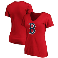 Boston Red Sox Women's Core Official Logo V-Neck T-Shirt - Red