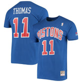 Isiah Thomas Detroit Pistons Hardwood Classics Stitch Name & Number T-Shirt sale - Blue | Mitchell & Ness discount
