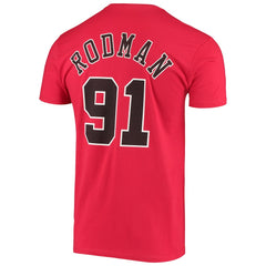 Dennis Rodman Chicago Bulls Hardwood Classics Stitch Name & Number T-Shirt sale - Red | Mitchell & Ness sale
