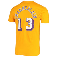 Wilt Chamberlain Los Angeles Lakers Hardwood Classics Stitch Name & Number T-Shirt - Gold | Mitchell & Ness on sale
