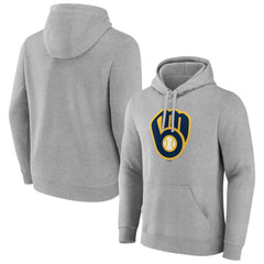 Milwaukee Brewers Official Logo Fitted Pullover Hoodie - Heather Gray