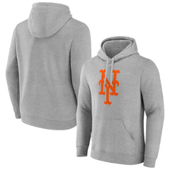 New York Mets Official Logo Fitted Pullover Hoodie - Heather Gray