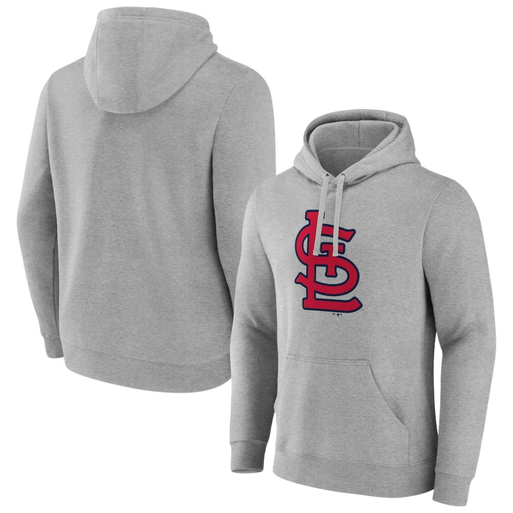 St. Louis Cardinals Official Logo Fitted Pullover Hoodie - Heather Gray