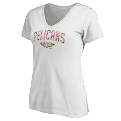 New Orleans Pelicans Women's Floral Arch V-Neck T-Shirt - White cheap
