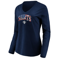 NFL New Orleans Saints Women's Banner Wave V-Neck Long Sleeve T-Shirt