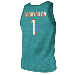 NFL Miami Dolphins Tua Tagovailoa Majestic Threads Name & Number Tri-Blend Tank Top